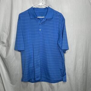 Nicklaus Golf Short Sleeve Blue Striped Men's Polo Shirt L